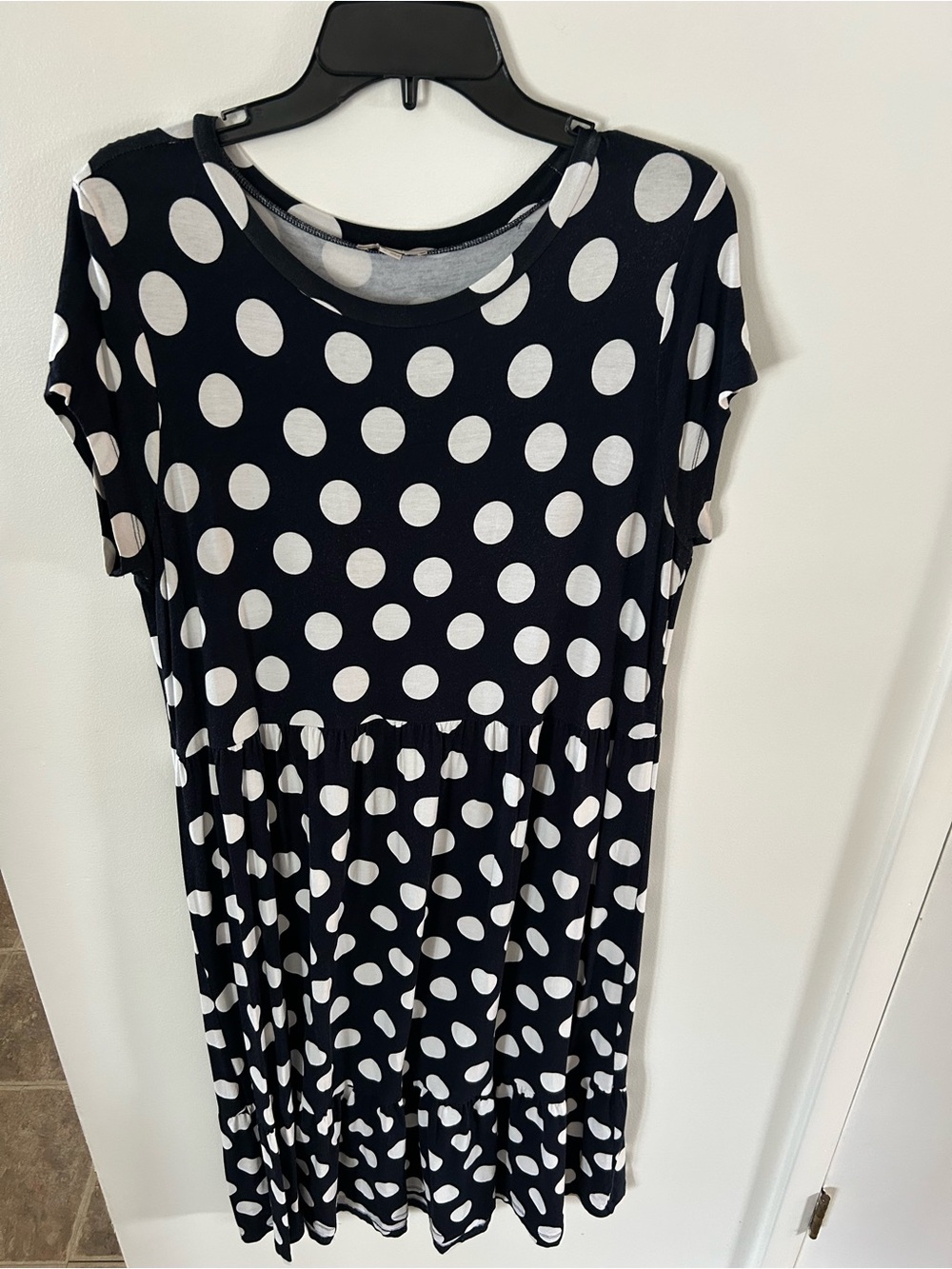 LOFT Black Dress with White Polka Dots